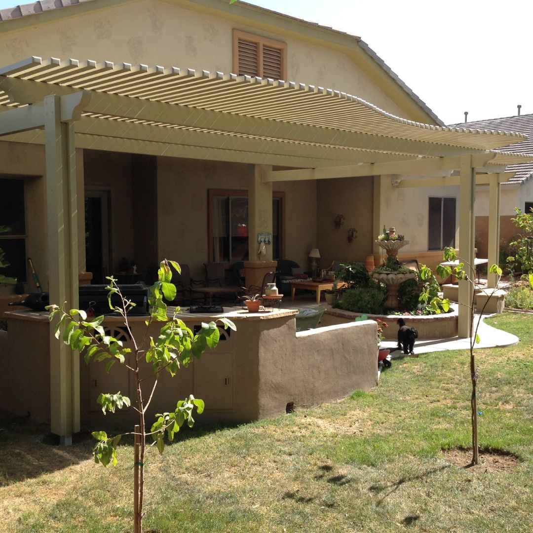 patio with cover and fountain