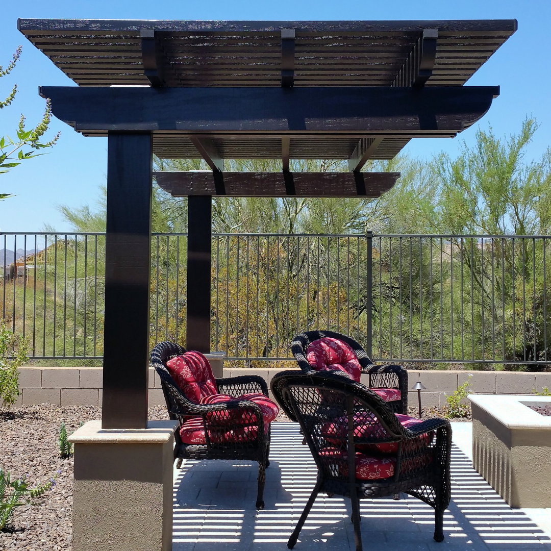 patio cover over backyard furniture
