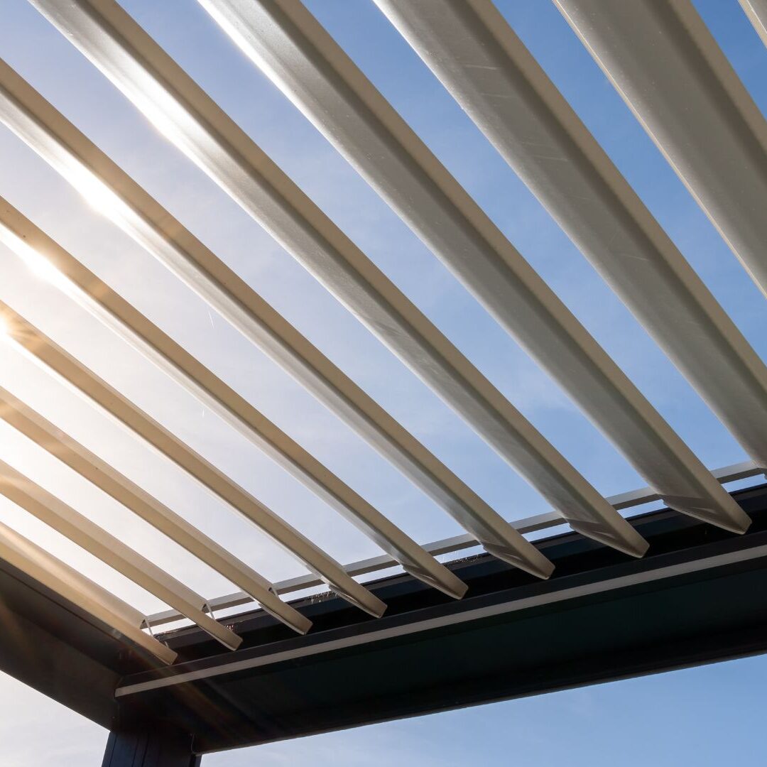 Up close of a motorized pergola